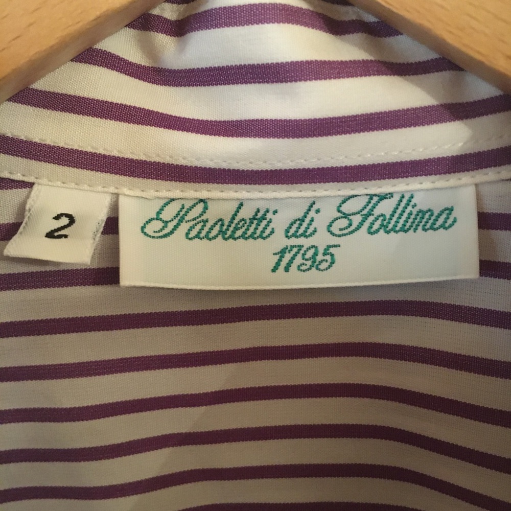 Purple and white striped shirt